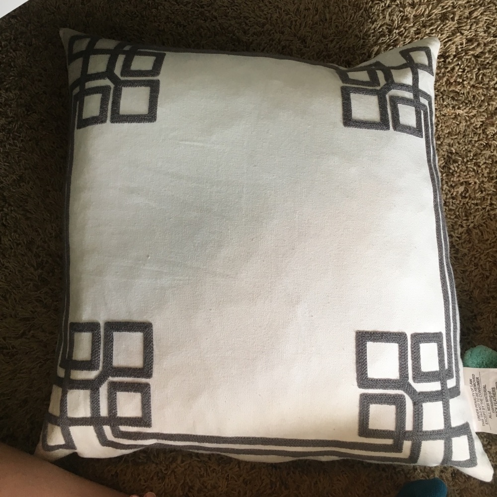 White and Grey Square Throw Pillow